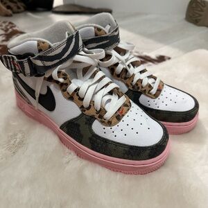 Nike Women's Sneakers - White, Pink, Black, Leopard Print